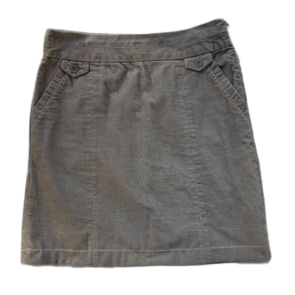 JIGSAW LONDON Sage Green / Taupe Mod 60s Vibe Corduroy Mini Skirt w/Pockets Sz 4
